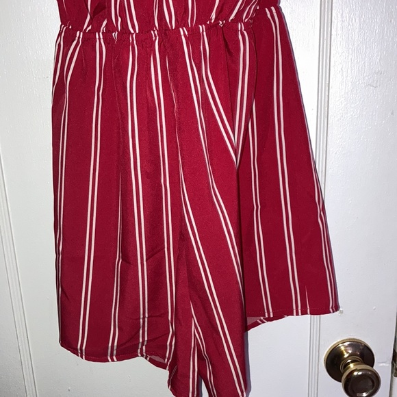 Offer or Bundle!  Romper - Maroon with stripes. Tie at neck. - Picture 4 of 4